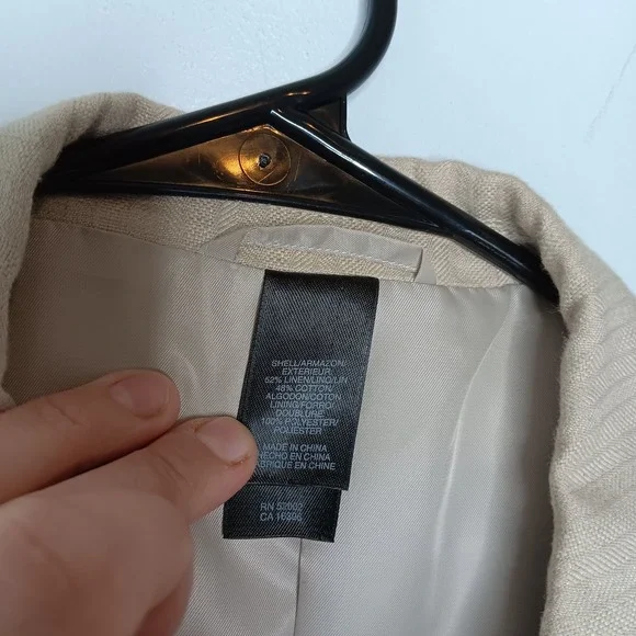 Claiborne Sport Coat Blazer 42R Tan Linen Single Breasted Jacket Old Money Yacht - Picture 3 of 10